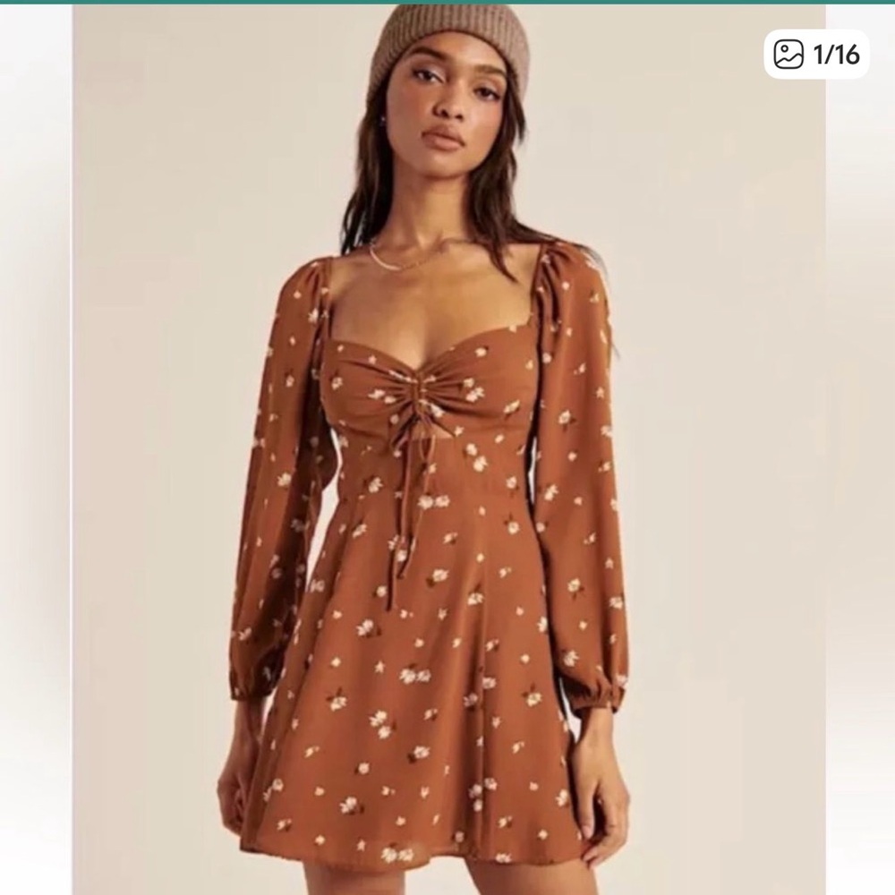 Abercrombie & Fitch Keyhole Floral Cinch Front NWT Minidress L